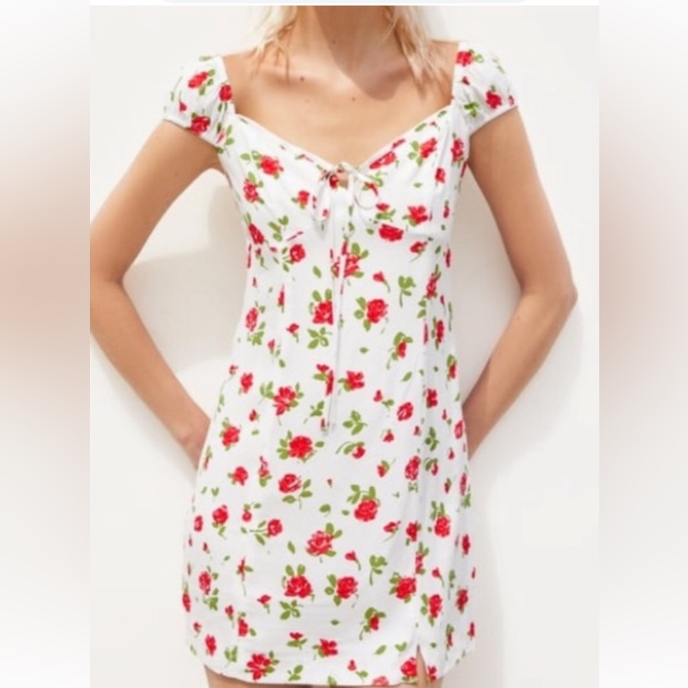 Zara Red Rose Mini Babydoll Dress Size S - Picture 3 of 10